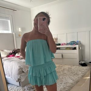 CUTE LIL BLUE ROMPER STRAPLESS DRESS WITH OPEN BACK SIZE SMALL!!